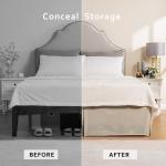 MIYE Pleated Waffle Weave Bed Skirt, Tailored Dust Ruffle 14 Inch Drop Easy Fit, Machine Washable,No Split Corners (Beige, Queen - 14" Drop)