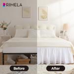 RIMELA White Bed Skirt Queen Size 15 Inch Drop, Elastic Bed Skirting for Adjustable Bed Base & Frame, Bedding Dust Ruffle Easy to Install, Wrap Around Bedskirt, Room Decoration