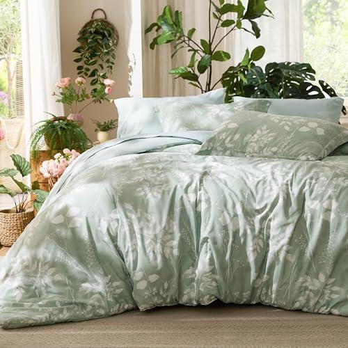Bedsure 7-Piece Floral Sage Green Comforter Set
