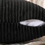 MIULEE Black Decorative Throw Pillow Covers 18x18 Inch for Couch Bed Sofa Pack of 2 Boho Farmhouse Throw Pillows Soft Cross Corduroy Patchwork Textured Cushion Cases