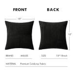 MIULEE Black Decorative Throw Pillow Covers 18x18 Inch for Couch Bed Sofa Pack of 2 Boho Farmhouse Throw Pillows Soft Cross Corduroy Patchwork Textured Cushion Cases
