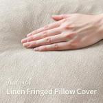 MIULEE Decorative Throw Pillow Covers Neutral Linen Fringe Throw Pillows Set of 2 Natural Beige Boho Farmhouse Cushion Covers with Tassels for Couch Sofa Bed Spring Home Decor 20x20 Inch