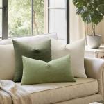 MIULEE Olive Green Couch Pillow Covers 18x18 Inch, Set of 2 Soft Chenille Decorative Square Throw Pillow Covers Farmhouse for Sofa Living Room Bed