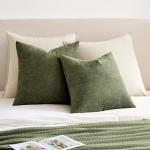 MIULEE Olive Green Couch Pillow Covers 18x18 Inch, Set of 2 Soft Chenille Decorative Square Throw Pillow Covers Farmhouse for Sofa Living Room Bed