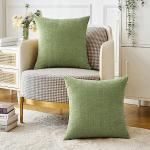 MIULEE Pack of 2 Couch Throw Pillow Covers 18x18 Inch Spring Soft Sage Green Chenille Pillow Covers for Sofa Living Room Solid Dyed Pillow Cases
