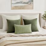 MIULEE Olive Green Couch Pillow Covers 18x18 Inch, Set of 2 Soft Chenille Decorative Square Throw Pillow Covers Farmhouse for Sofa Living Room Bed