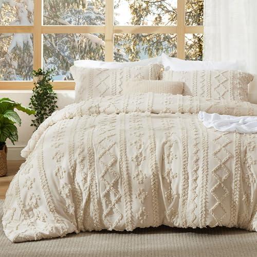 Tufted Boho King Comforter Set - Beige