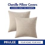 MIULEE Pack of 2 Beige Decorative Pillow Covers 18x18 Inch Soft Chenille Couch Throw Pillows Farmhouse Cushion Covers for Home Decor Sofa Bedroom Living Room