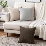 MIULEE Pack of 2 Beige Decorative Pillow Covers 18x18 Inch Soft Chenille Couch Throw Pillows Farmhouse Cushion Covers for Home Decor Sofa Bedroom Living Room