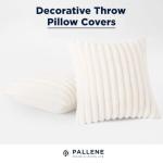 Pallene Faux Fur Plush Spring Throw Pillow Covers 18x18 Set of 2, Luxury Soft Fluffy Striped Decorative Pillow Covers for Sofa, Couch, Living Room, Cream White