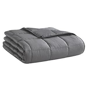 L'AGRATY Weighted Blanket for Adults- Dark Grey, 48"x72", 15lbs, Twin Full Size Heavy Throw Blanket, Cooling, Breathable, Microfiber with Glass Beads, Big, Washable, All-Season
