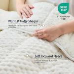 Wemore Fleece Weighted Blanket for Adults (60" x 80" 15lbs, Cream White), Dual Sided Cozy Soft Sherpa Heavy Blanket with 3D Imitation Turtle Shell Warm Jacquard Flannel for Couch and Bed