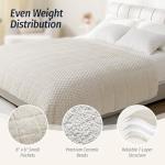 Wemore Fleece Weighted Blanket for Adults (60" x 80" 15lbs, Cream White), Dual Sided Cozy Soft Sherpa Heavy Blanket with 3D Imitation Turtle Shell Warm Jacquard Flannel for Couch and Bed