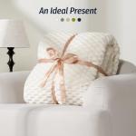 Wemore Fleece Weighted Blanket for Adults (60" x 80" 15lbs, Cream White), Dual Sided Cozy Soft Sherpa Heavy Blanket with 3D Imitation Turtle Shell Warm Jacquard Flannel for Couch and Bed