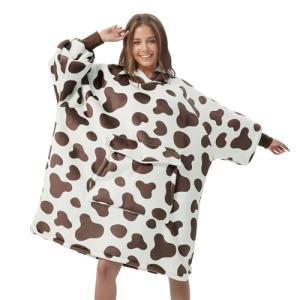 Krifey Wearable Blanket Hoodie, Oversized Sherpa Fleece Sweatshirt with Giant Pocket, Birthday Gifts for Women, Mom, Sister