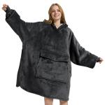 Krifey Wearable Blanket Hoodie, Oversized Sherpa Fleece Sweatshirt with Giant Pocket, Birthday Gifts for Women, Mom, Sister, Dark Gray