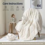 Wemore Fleece Weighted Blanket for Adults (60" x 80" 15lbs, Cream White), Dual Sided Cozy Soft Sherpa Heavy Blanket with 3D Imitation Turtle Shell Warm Jacquard Flannel for Couch and Bed