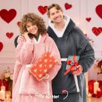 JOYWOO Wearable Blanket Hoodie, Birthday Gifts for Women Men Mom, Oversized Hooded Blanket for Adult, Cozy Fuzzy Sherpa Sweatshirt Blanket with Giant Pocket,Grey