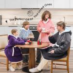 JOYWOO Wearable Blanket Hoodie, Birthday Gifts for Women Men Mom, Oversized Hooded Blanket for Adult, Cozy Fuzzy Sherpa Sweatshirt Blanket with Giant Pocket,Grey