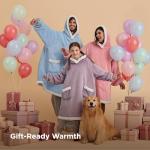 Bedsure Blanket Hoodie, Wearable Blanket Hoodie as Gifts for Mom, Birthday Gifts for Women Kids Teens Sherpa Sweatshirt, Grey, Standard