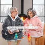 JOYWOO Wearable Blanket Hoodie, Birthday Gifts for Women Men Mom, Oversized Hooded Blanket for Adult, Cozy Fuzzy Sherpa Sweatshirt Blanket with Giant Pocket,Grey