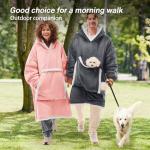 JOYWOO Wearable Blanket Hoodie, Birthday Gifts for Women Men Mom, Oversized Hooded Blanket for Adult, Cozy Fuzzy Sherpa Sweatshirt Blanket with Giant Pocket,Grey