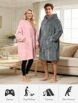 C hello cloud Oversized Hoodie Blanket, Wearable Blanket sweatshirt, Ultra Soft Sherpa Fleece Comfy Snuggle Hoodie, Gaint Fluffy Jumper Reversible, One Size Fits All Women Adults Men (Pink)