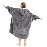 Cozystar Wearable Blanket Hoodie with Giant Pocket （Pet Won't Leave） Extra Soft Sherpa Fleece Thick Warm ＆ Cozy Oversized Sweatshirt Blanket Jacket with Sleeves-Grey
