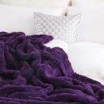 Linecooo Deep Purple Fleece Throw Blanket 50”×60” for Couch Sofa Bed,Super Soft Cozy Plush Microfiber Flannel Blanket with 3D Checkered Design Lightweight for Adults,Woman,Girls