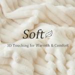 BEDELITE Fleece Throw Blanket for Couch - 300GSM Soft & Warm Fluffy Cream White Blanket, Decorative and Giftable Striped Blankets for Women, Men, 50"x60"