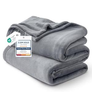 Bedsure GentleSoft Fleece Bed Blankets Queen Size Grey - Soft Warm Spring Blanket Lightweight Cozy Luxury Microfiber, Room Home Decor Gifts for Women and Men, 90x90 inches
