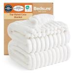 Bedsure GentleSoft Blankets Queen Size for Bed - Cozy Soft Sofa Couch Cover Blankets for Women, Cute Large Bedding Fleece Throws for Girls, Off White, 90x90 Inches
