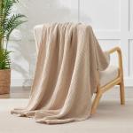 100% Cotton Blanket Large 50"x 70", 6 Layers Muslin Blankets, Cooling and Soft Throw Blanket for Bed and Couch, Breathable Quilt Bedspread, Gauze Bedding for Adults, Oatmeal, Beige Linen
