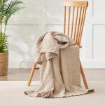 100% Cotton Blanket Large 50"x 70", 6 Layers Muslin Blankets, Cooling and Soft Throw Blanket for Bed and Couch, Breathable Quilt Bedspread, Gauze Bedding for Adults, Oatmeal, Beige Linen