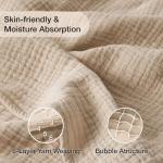 100% Cotton Blanket Large 50"x 70", 6 Layers Muslin Blankets, Cooling and Soft Throw Blanket for Bed and Couch, Breathable Quilt Bedspread, Gauze Bedding for Adults, Oatmeal, Beige Linen