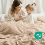 100% Cotton Blanket Large 50"x 70", 6 Layers Muslin Blankets, Cooling and Soft Throw Blanket for Bed and Couch, Breathable Quilt Bedspread, Gauze Bedding for Adults, Oatmeal, Beige Linen