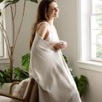 Bedsure GentleSoft 100% Cotton Blanket Queen Size for Bed - Breathable and Lightweight, Soft Cozy Textured Herringbone Woven Blanket for Summer Spring, Linen Beige, 90x90 inches