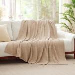 100% Cotton Blanket Large 50"x 70", 6 Layers Muslin Blankets, Cooling and Soft Throw Blanket for Bed and Couch, Breathable Quilt Bedspread, Gauze Bedding for Adults, Oatmeal, Beige Linen