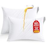 Utopia Bedding Set of 2 Waterproof Pillow Protectors with Zipper Standard Size (White), Ultra Soft Pillow Covers, Bed Bug and Dust Mite Proof Pillow Encasements, Moisture Wicking Pillow Cases