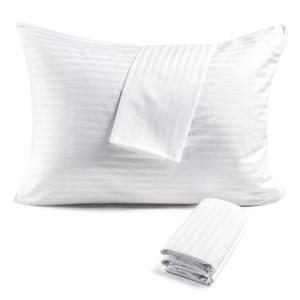 FAUNNA 600TC 100% Cotton Pillow Protectors, Standard Size (20x26), 4 Pack, Oeko-TEX Certified, Hotel Grade Pillow Cover with Silent Zipper, Zip Up Pillow Cases, White