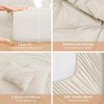 Sasttie 7-Piece Pintuck Queen Comforter Set Beige