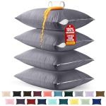 Utopia Bedding Premium 100% Waterproof Pillow Protectors with Zipper Queen Size (Set of 4), Bed Bug and Dust Mite Proof Zippered Pillow Covers, Pillow Encasement Cases, Gray