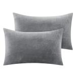 BEDELITE Flannel Pillowcases Standard Set of 2, Super Soft Fleece Pillow Case Cover with Zipper for Bedroom, Sofa, Couch,Luxury Cozy Fuzzy Velvet Pillow Shams for All Seasons(20x26 Inches, Gray)