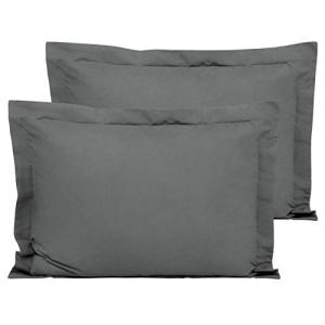 FLXXIE Microfiber Standard Pillow Shams Set of 2, Fade, Wrinkle and Shrinkage Resistant Soft Pillow Covers with Envelope Closure Euro Sham Covers (Dark Grey, 20x26 Inches)