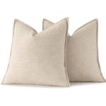 MIULEE Decorative Linen Euro Sham Pillow Covers 24x24 Natural Beige Boho Farmhouse Neutral Couch Throw Pillows for Bed Pack of 2 Accent Modern Pillowcase Sofa Livingroom Home Decor