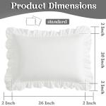 KKJIAF Ruffle Pillow Cases Standard Size Set of 2, Ruffled Pillow Covers with Envelope Closure, Wrinkle Resistant Pillowcases 20" x 26", Ruffled Pillow Shams, White