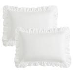 KKJIAF Ruffle Pillow Cases Standard Size Set of 2, Ruffled Pillow Covers with Envelope Closure, Wrinkle Resistant Pillowcases 20" x 26", Ruffled Pillow Shams, White