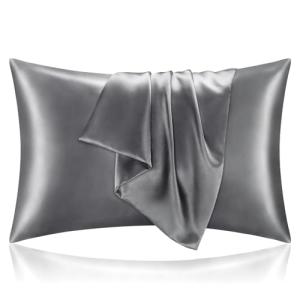 BEDELITE Satin Pillowcase for Hair and Skin, Super Soft and Cooling Similar to Silk Pillow Cases 2 Pack with Envelope Closure, Gift for Women Men(20"x30" Queen Size, Dark Grey)