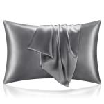 BEDELITE Satin Pillowcase for Hair and Skin, Super Soft and Cooling Similar to Silk Pillow Cases 2 Pack with Envelope Closure, Gift for Women Men(20"x30" Queen Size, Dark Grey)