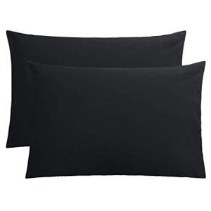 FLXXIE Pillow Cases Queen, Soft Microfiber Pillow Covers with Envelope Closure, Wrinkle Resistant Pillowcases, 2 Piece Set, 20x30, Black